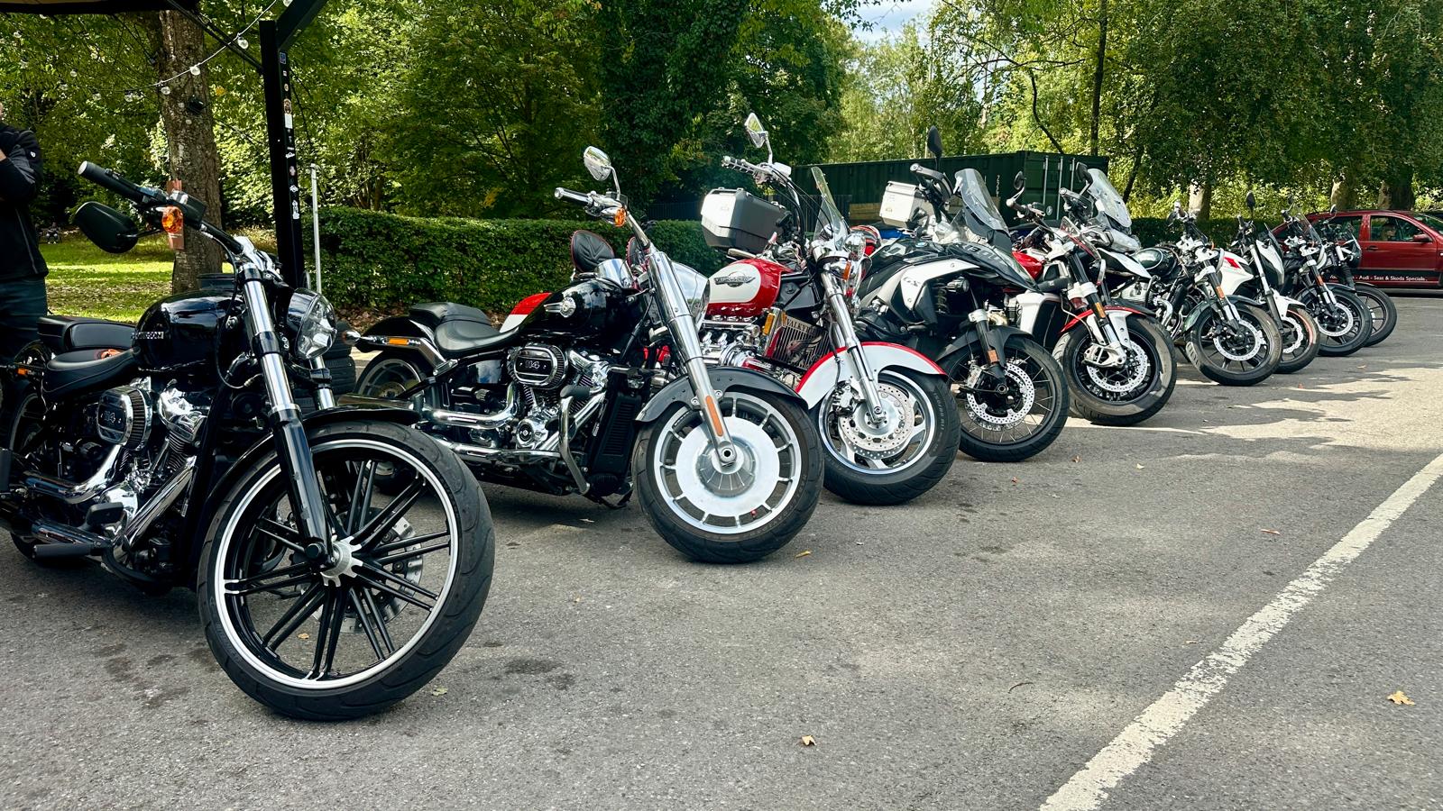 Bikes lined up at a meeting point